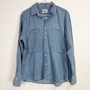 NEW Foret Light Denim Alive Shirt Mens Size Medium Button Up Long Sleeve NWOT